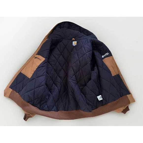 Vintage CarharttBrown Duck J140 Jacket 3XL Quilted Flannel Liner Hooded USA‎